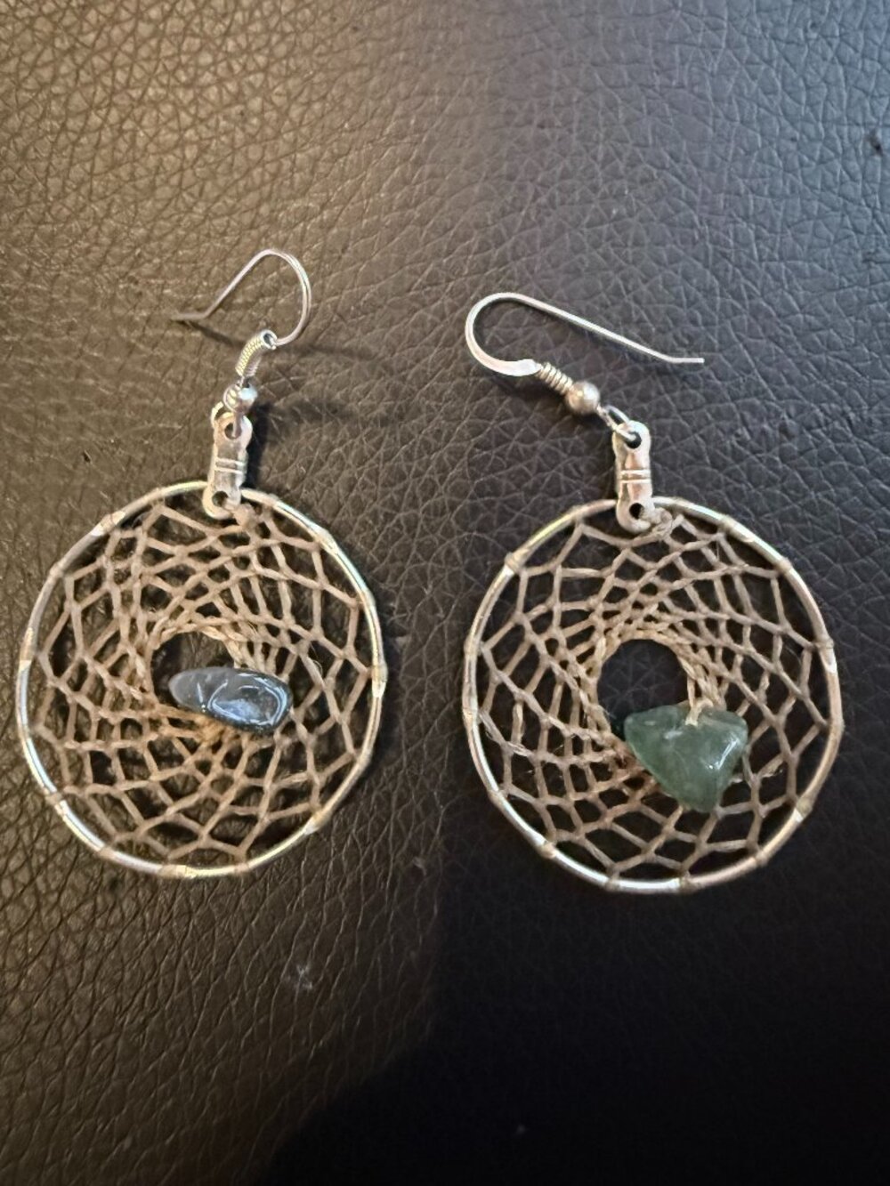 Dreamcatcher earrings with Jade centerpoece
